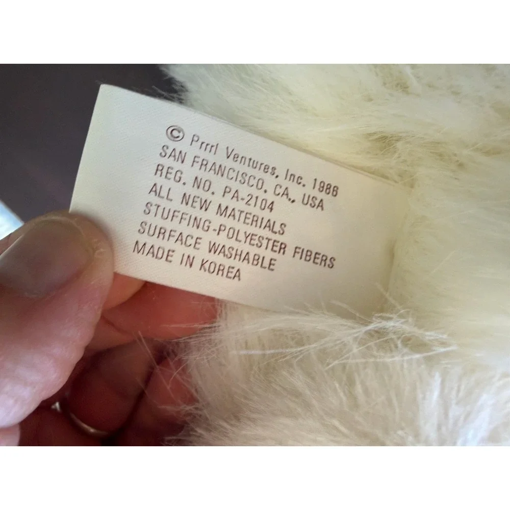 Vintage 1988 Prrrt Inc Purring Persian Cat Plush White 80s Deadstock Working NWT